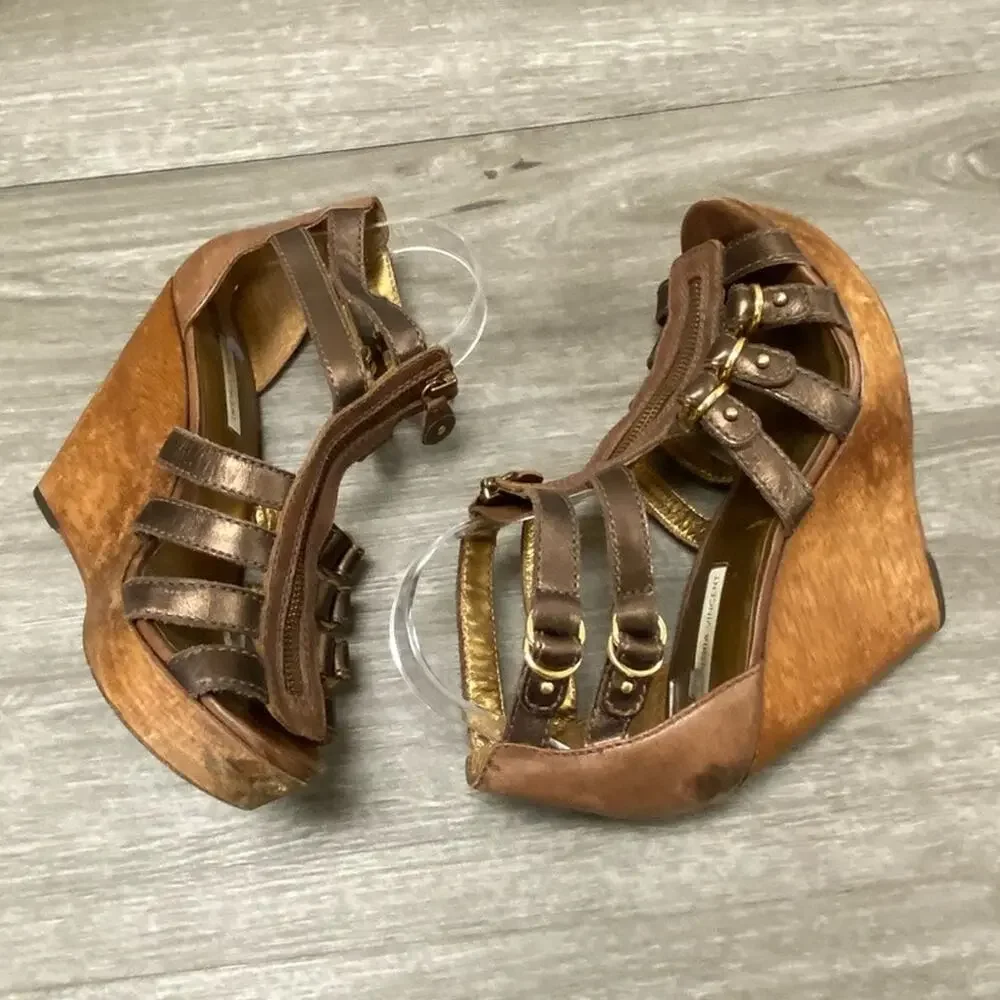 Cynthia Vincent Pacey Gladiator Wedge Bronze Size 9
